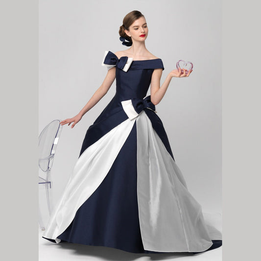 ピュアエレガンス 紺白 【結婚式 カラードレス レンタル】