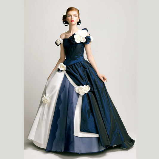 紺白バラ 【結婚式 カラードレス レンタル】