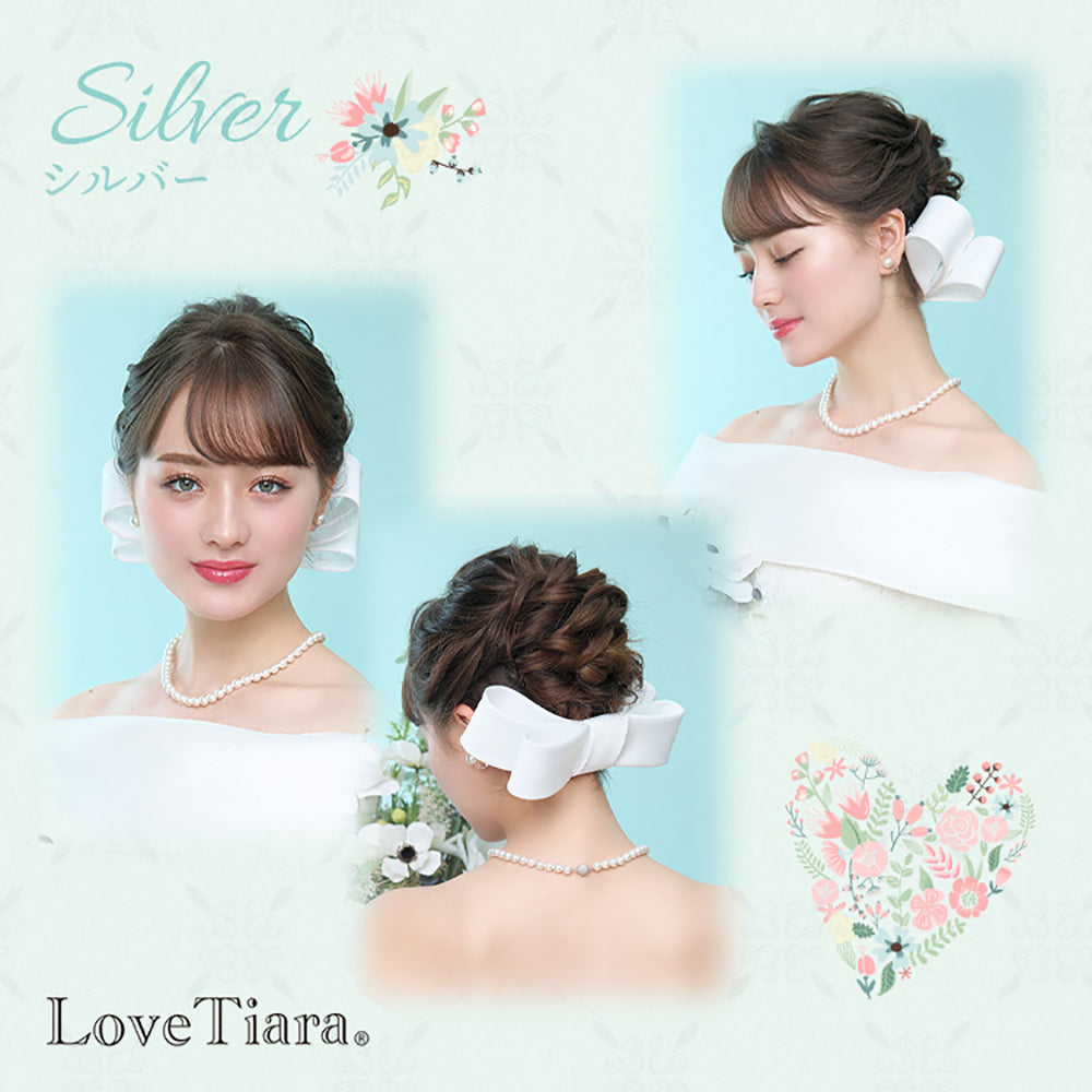 1連パール　ネックレス&イヤリングセット・シルバー 【結婚式　アクセサリーセット】