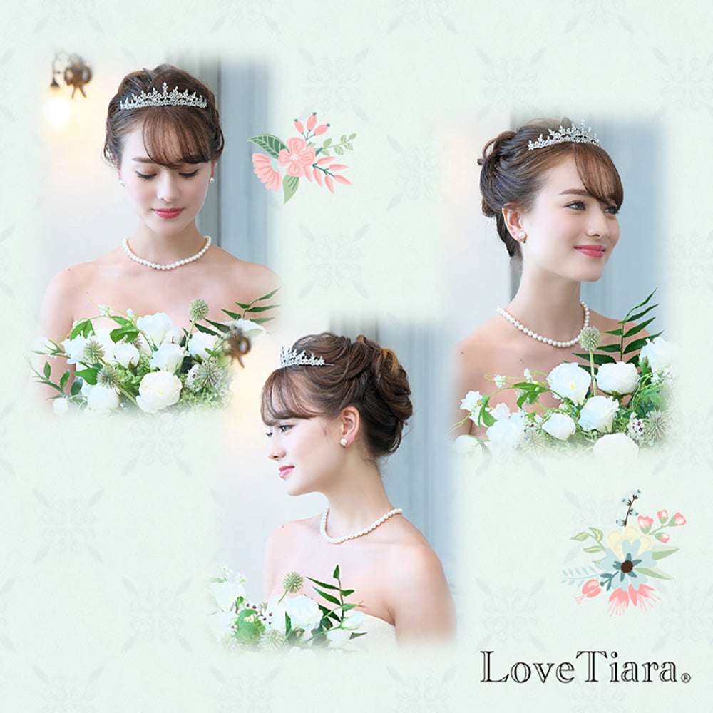 1連パール ネックレス&ピアスセット・シルバー 【結婚式 アクセサリーセット】（PN-24p）