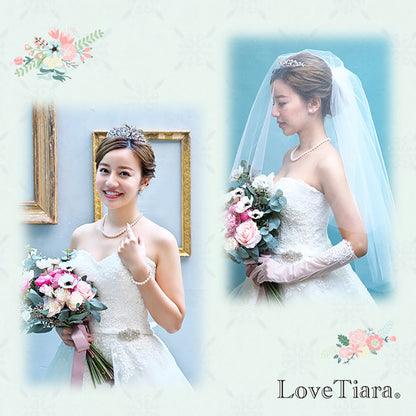 1連パール ネックレス&ピアスセット・シルバー 【結婚式 アクセサリーセット】（PN-24p）