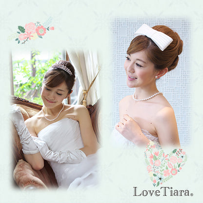 1連パール ネックレス&ピアスセット・シルバー 【結婚式 アクセサリーセット】（PN-24p）