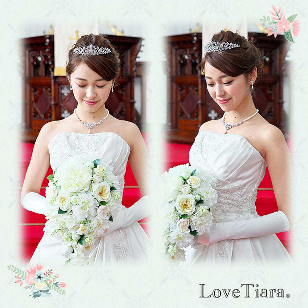 クラシカルパール ネックレス&イヤリングセット・アイボリー 【結婚式 アクセサリーセット】（PN-28ie）