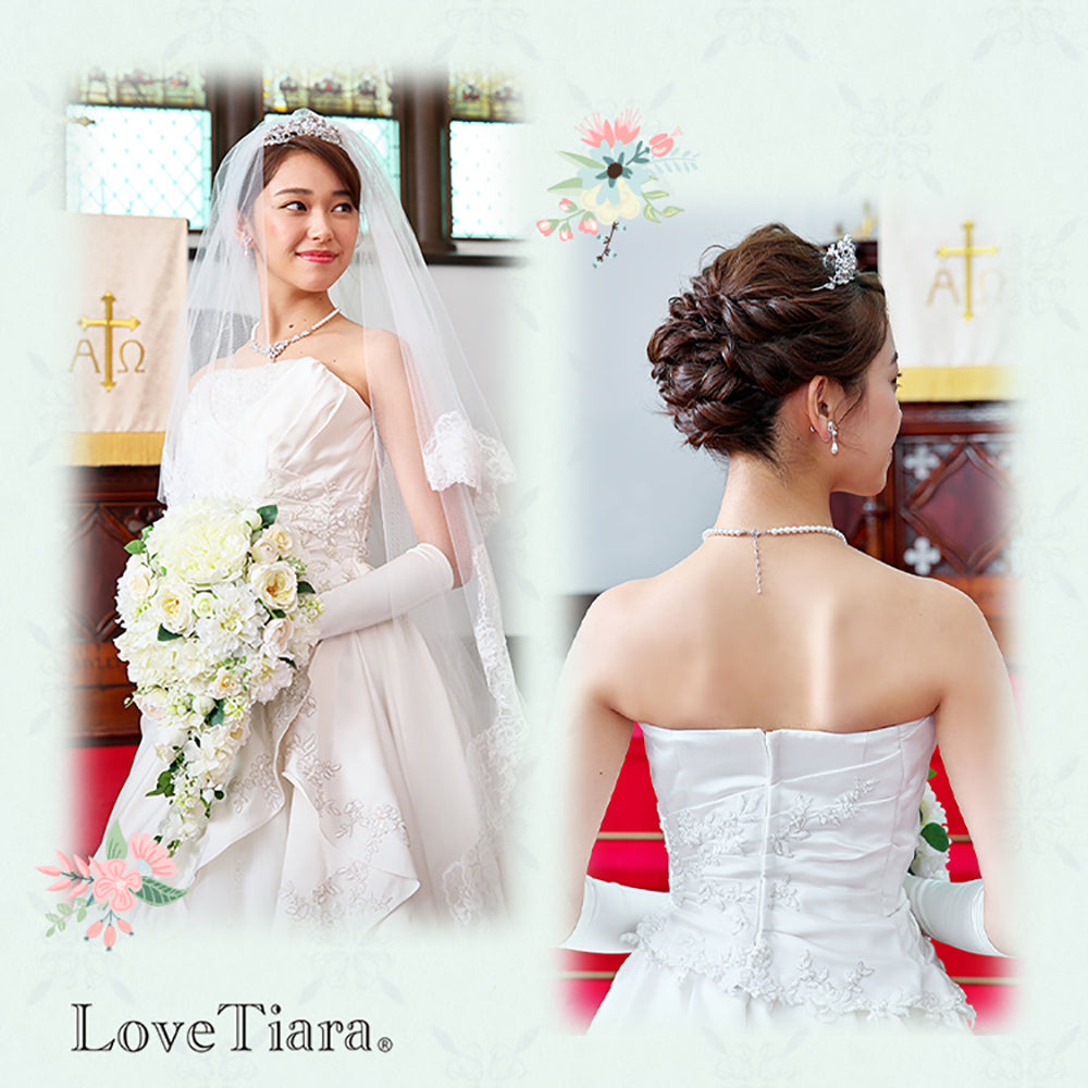 クラシカルパール ネックレス&イヤリングセット・ホワイト 【結婚式 アクセサリーセット】（PN-28we）