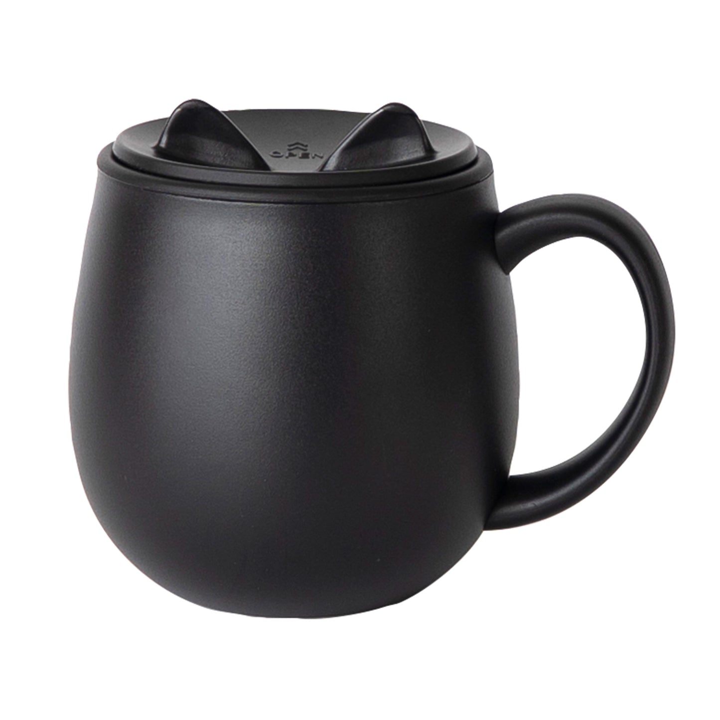 ポケトル猫型保温保冷マグカップ(ブラック)  ステンレス製 蓋付 300mL 【結婚式 ギフト 引き出物 食器類】猫支援寄付付 POKETLE neko MUG