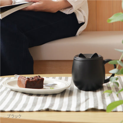 ポケトル猫型保温保冷マグカップ(ブラック)  ステンレス製 蓋付 300mL 【結婚式 ギフト 引き出物 食器類】猫支援寄付付 POKETLE neko MUG