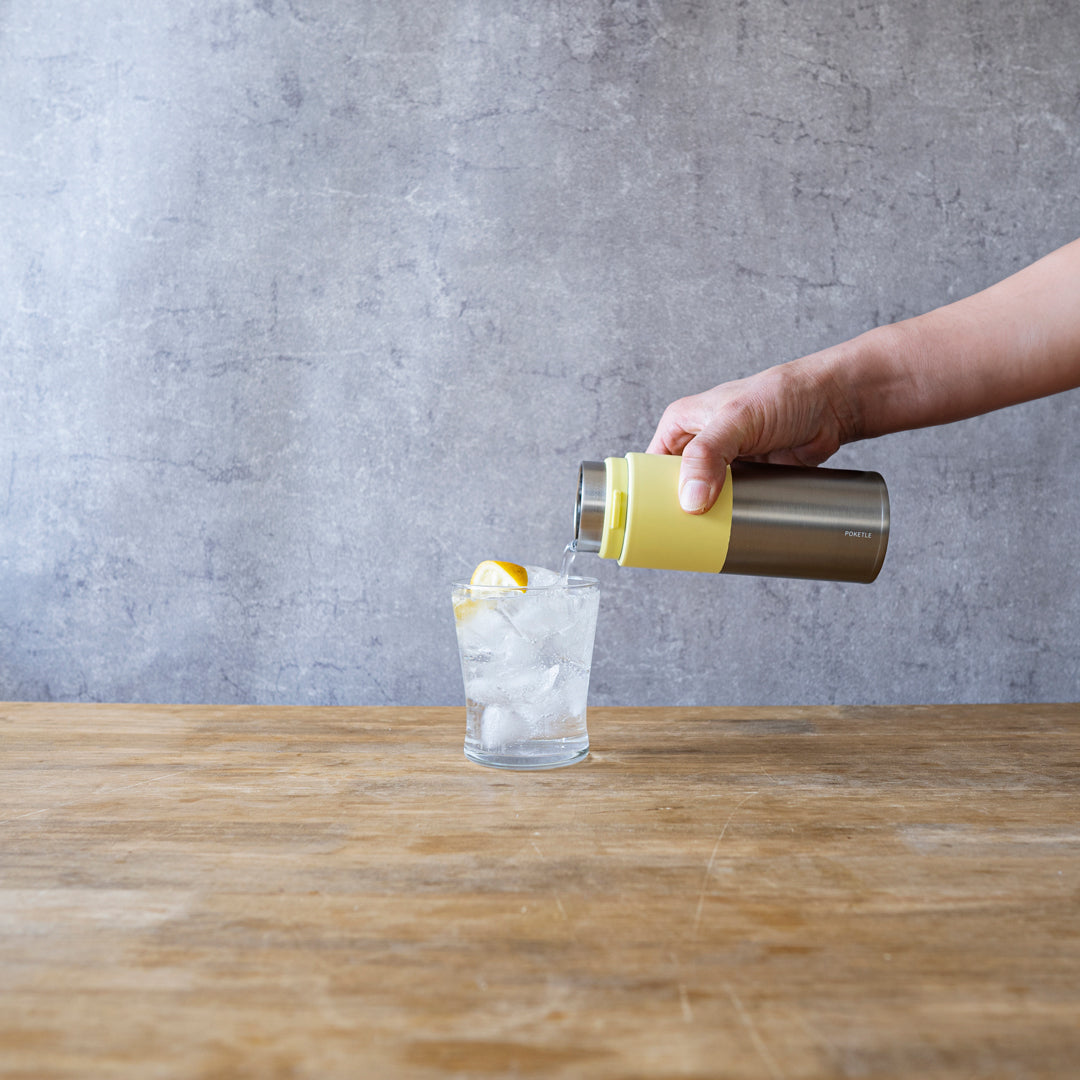 ポケトル炭酸対応ボトル（アイボリー） ソーダボトル ステンレス製 保冷保温水筒 お酒OK 【結婚式 ギフト 引き出物 食器類】POKETLE soda 350