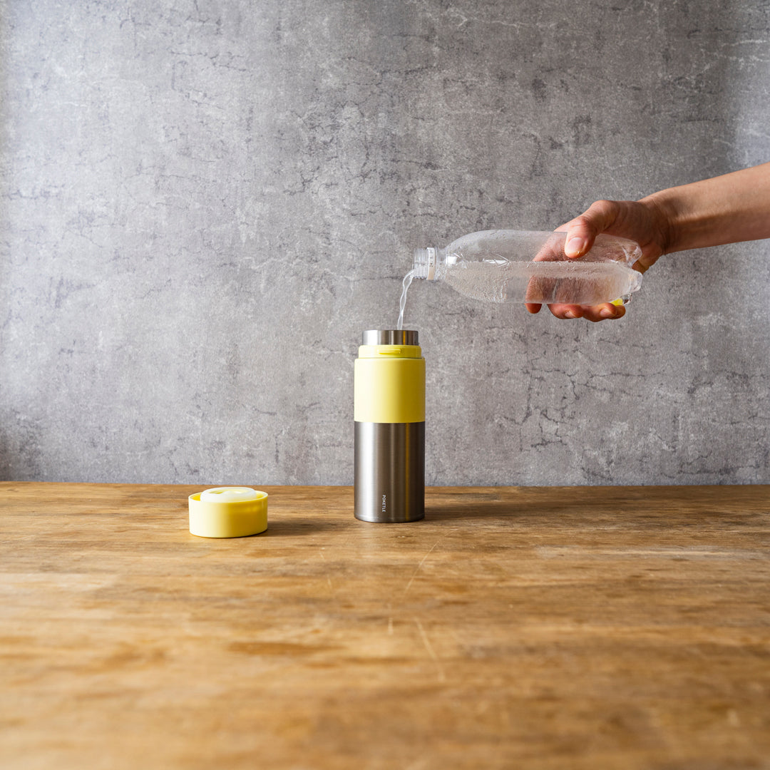 ポケトル炭酸対応ボトル（イエロー） ソーダボトル ステンレス製 保冷保温水筒 お酒OK 【結婚式 ギフト 引き出物 食器類】POKETLE soda 350