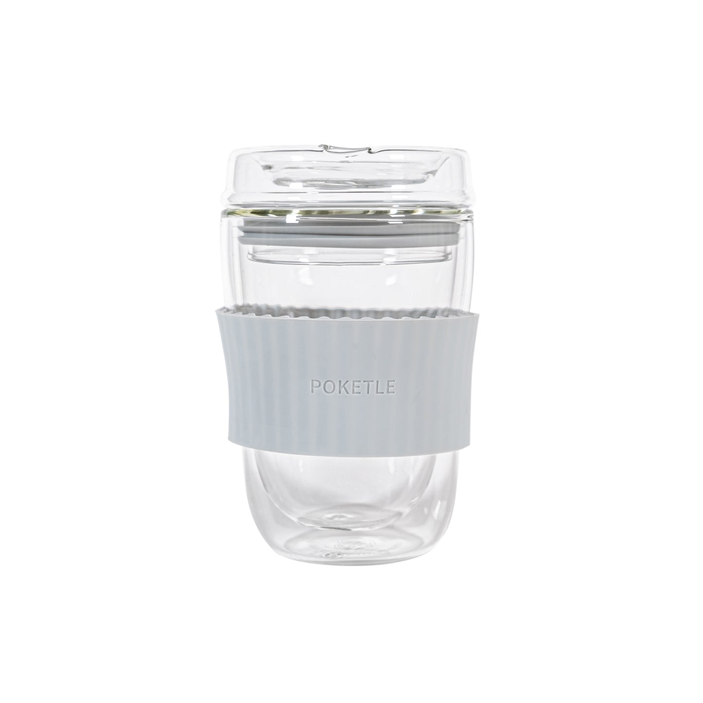 ポケトル耐熱二重ガラスタンブラー（ブルーグレー） 蓋付 220mL  【結婚式 ギフト 引き出物 食器類】POKETLE vidro 220