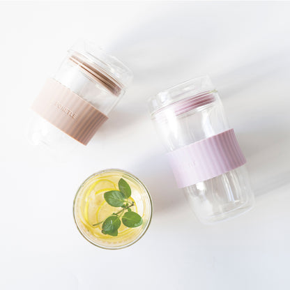 ポケトル耐熱二重ガラスタンブラー（ブルーグレー） 蓋付 220mL  【結婚式 ギフト 引き出物 食器類】POKETLE vidro 220