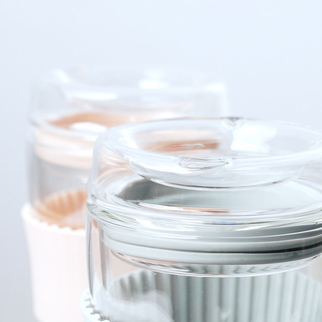 ポケトル耐熱二重ガラスタンブラー（ブルーグレー） 蓋付 220mL  【結婚式 ギフト 引き出物 食器類】POKETLE vidro 220