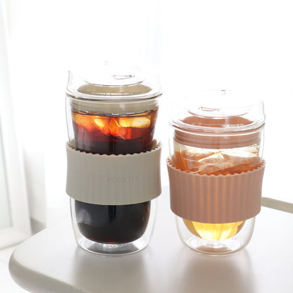 ポケトル耐熱二重ガラスタンブラー（アイボリー） 蓋付 220mL  【結婚式 ギフト 引き出物 食器類】