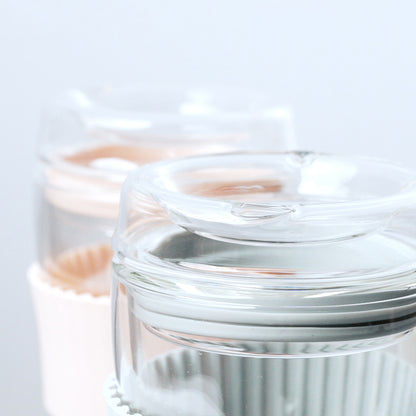 ポケトル耐熱二重ガラスタンブラー（ラテベージュ） 蓋付 220mL  【結婚式 ギフト 引き出物 食器類】POKETLE vidro 220