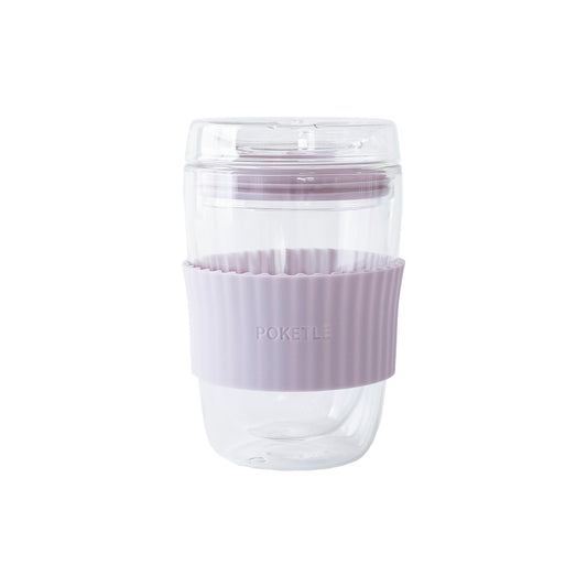 ポケトル耐熱二重ガラスタンブラー（ライラック） 蓋付 220mL 【結婚式 ギフト 引き出物 食器類】POKETLE vidro 220