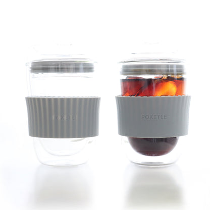 ポケトル耐熱二重ガラスタンブラー（ライラック） 蓋付 220mL  【結婚式 ギフト 引き出物 食器類】POKETLE vidro 220