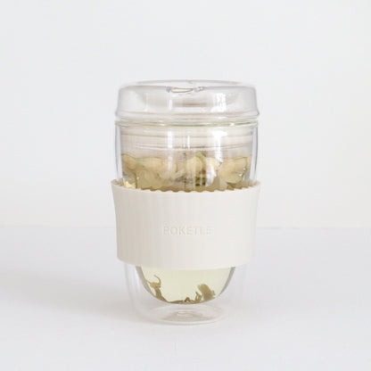 ポケトル耐熱二重ガラスタンブラー（ライラック） 蓋付 220mL  【結婚式 ギフト 引き出物 食器類】POKETLE vidro 220