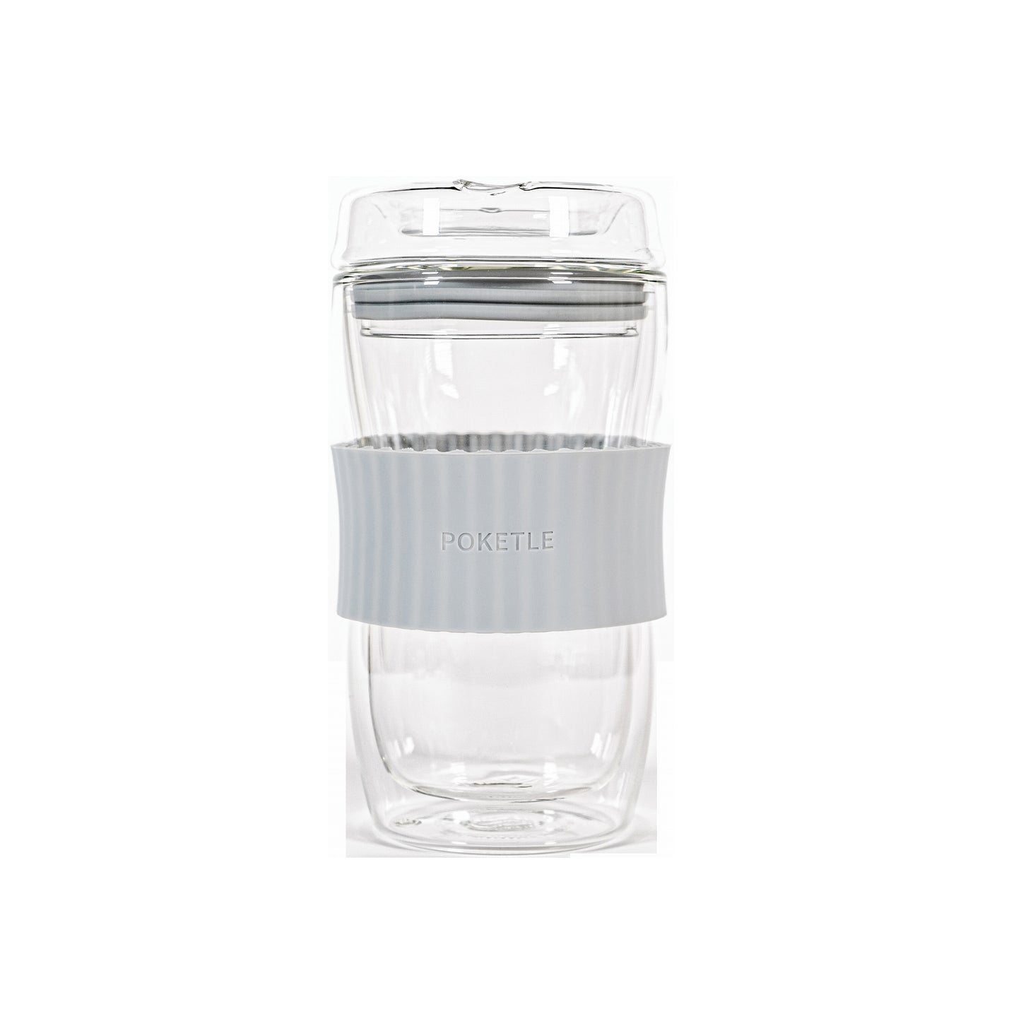 ポケトル耐熱二重ガラスタンブラー（ブルーグレー）蓋付 330mL  【結婚式 ギフト 引き出物 食器類】POKETLE vidro 330