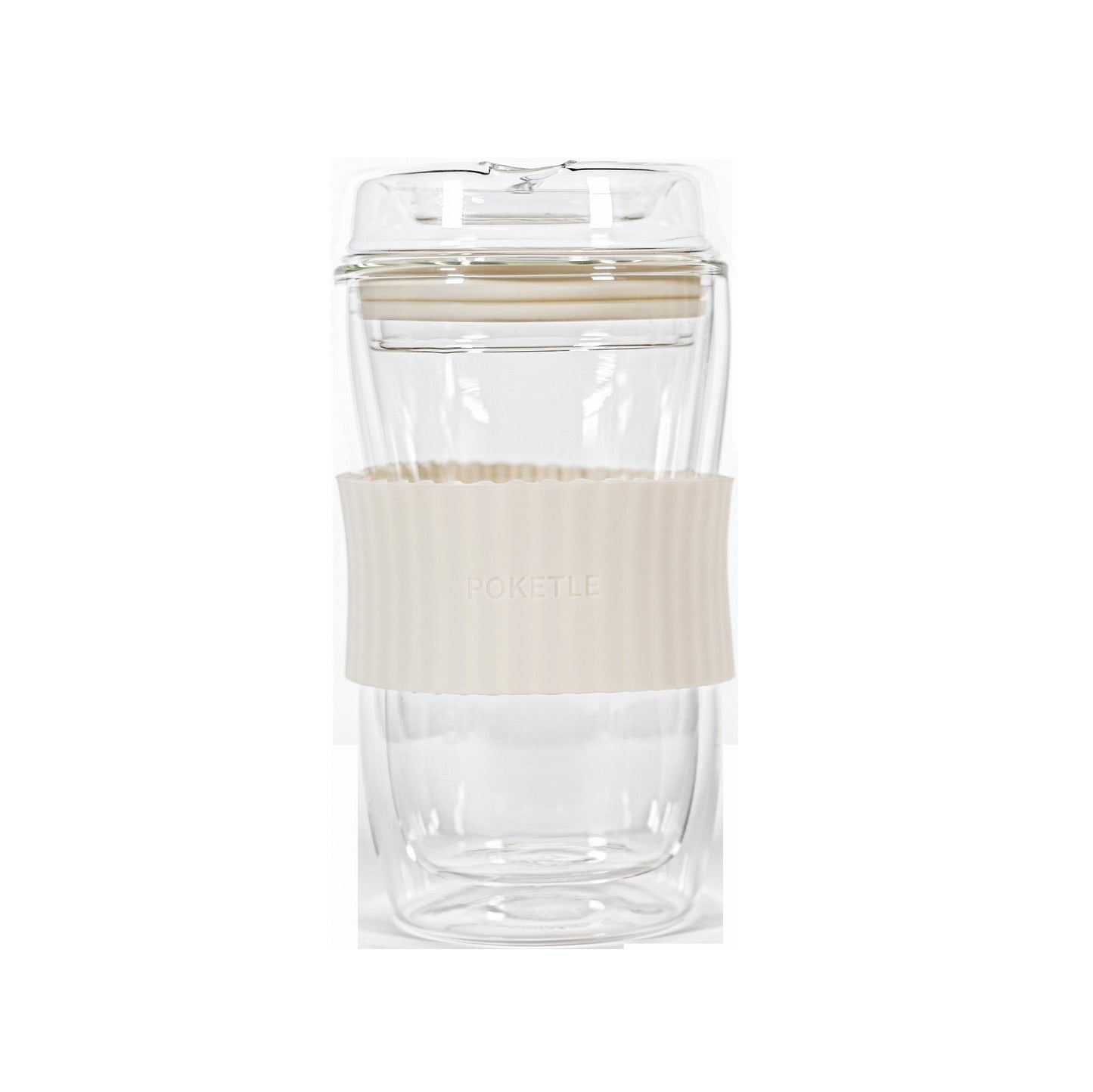 ポケトル耐熱二重ガラスタンブラー（アイボリー）蓋付 330mL  【結婚式 ギフト 引き出物 食器類】POKETLE vidro 330