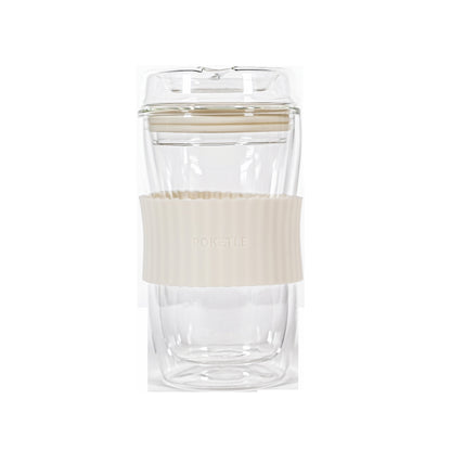 ポケトル耐熱二重ガラスタンブラー（アイボリー）蓋付 330mL  【結婚式 ギフト 引き出物 食器類】POKETLE vidro 330