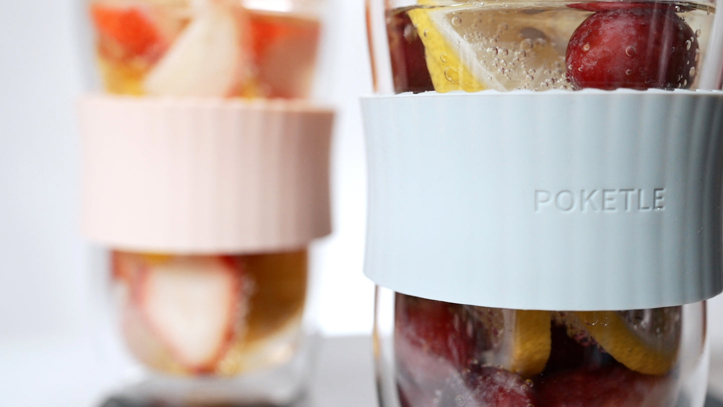 ポケトル耐熱二重ガラスタンブラー（ラテベージュ）蓋付 330mL  【結婚式 ギフト 引き出物 食器類】POKETLE vidro 330