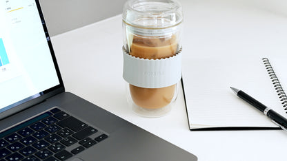 ポケトル耐熱二重ガラスタンブラー（ラテベージュ）蓋付 330mL  【結婚式 ギフト 引き出物 食器類】POKETLE vidro 330