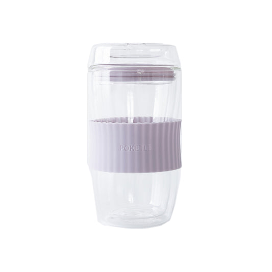 ポケトル耐熱二重ガラスタンブラー（ライラック）蓋付 330mL 【結婚式 ギフト 引き出物 食器類】POKETLE vidro 330