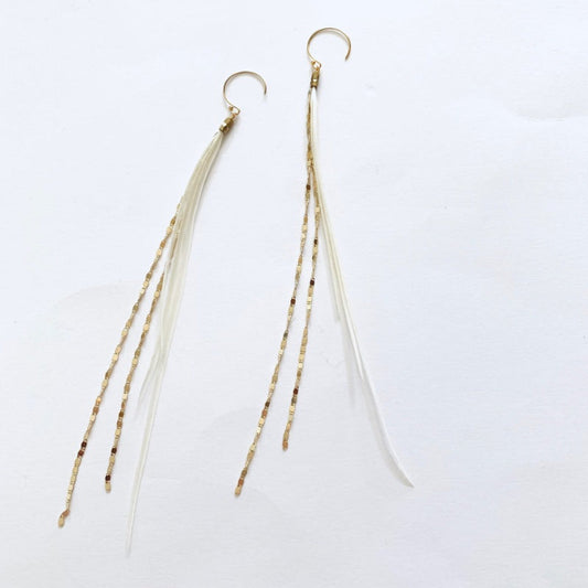 【ピアス】ロングフェザーピアス/Gold/ブライダルアクセサリー 【結婚式 ピアス イヤリング】