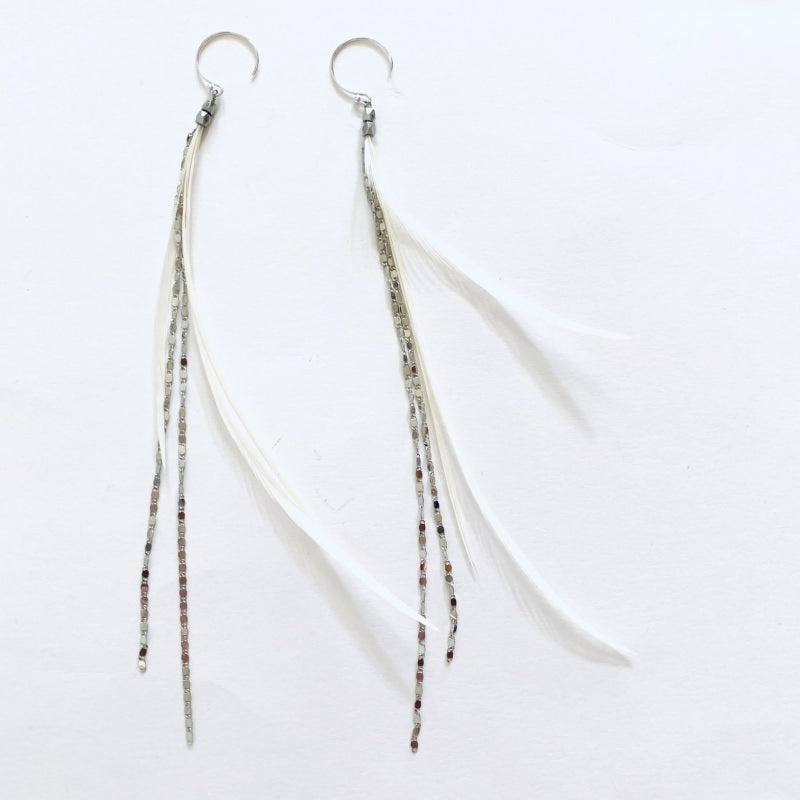 【ピアス】ロングフェザーピアス/Silver/ブライダルアクセサリー 【結婚式 ピアス イヤリング】