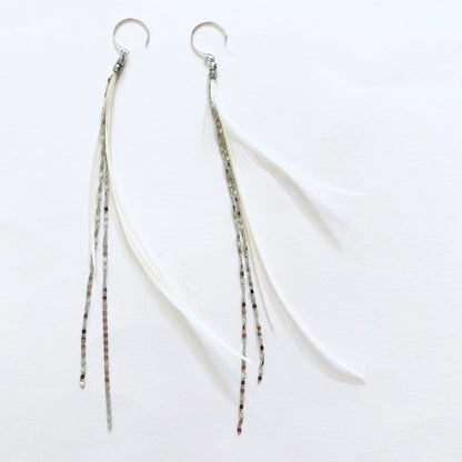 【ピアス】ロングフェザーピアス/Silver/ブライダルアクセサリー 【結婚式 ピアス イヤリング】