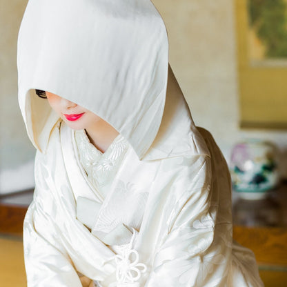 アンティーク白無垢 生成地/立涌に菊菱 【結婚式 和装 白無垢 レンタル】