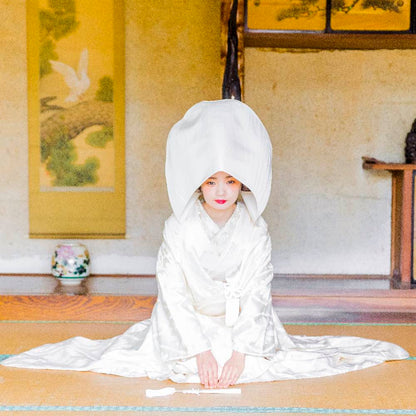 アンティーク白無垢 生成地/立涌に菊菱 【結婚式 和装 白無垢 レンタル】