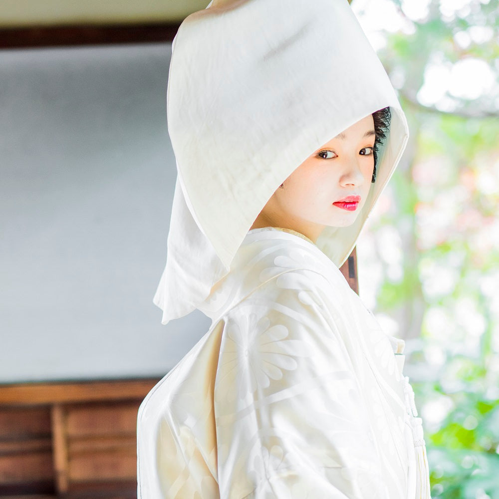 アンティーク白無垢 生成地/立涌に菊菱 【結婚式 和装 白無垢 レンタル】