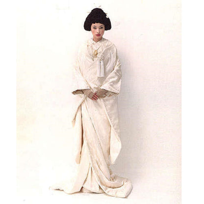 アンティーク白無垢 生成地/立涌に菊菱 【結婚式 和装 白無垢 レンタル】