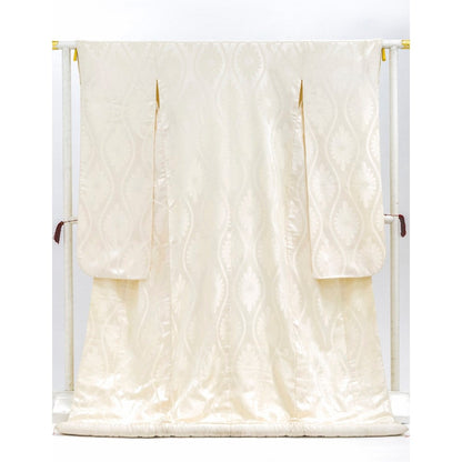 アンティーク白無垢 生成地/立涌に菊菱 【結婚式 和装 白無垢 レンタル】