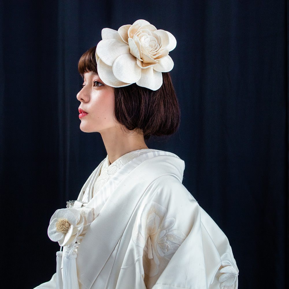 オリジナル白無垢 生成地/emi takazawa 刺繍花 【結婚式 和装 白無垢 レンタル】