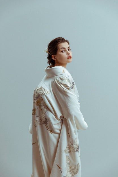 ちりめん鶴飛鶴【結婚式 和装 白無垢 レンタル】