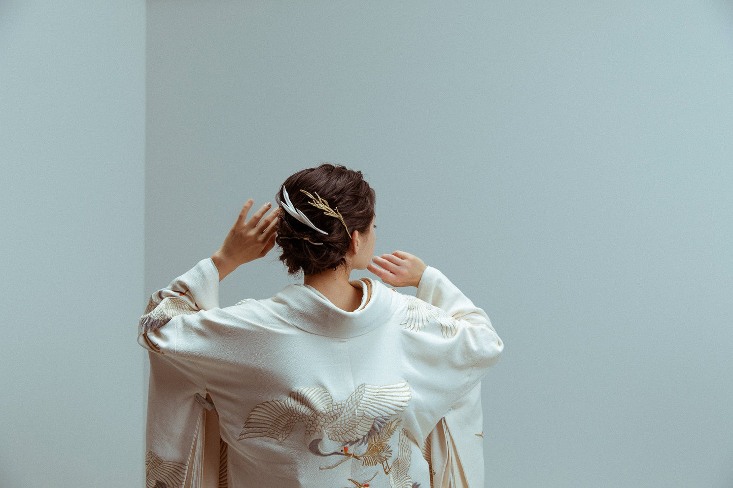 ちりめん鶴飛鶴【結婚式 和装 白無垢 レンタル】