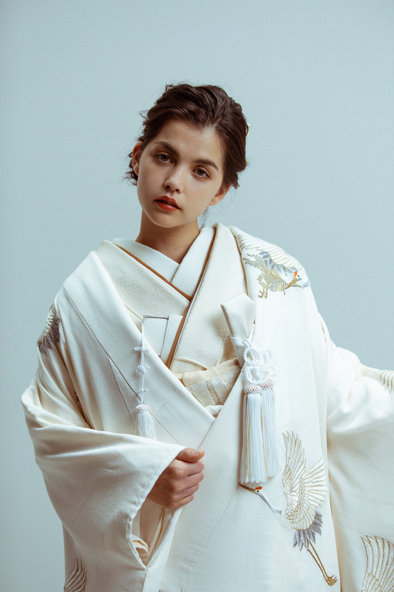 ちりめん鶴飛鶴【結婚式 和装 白無垢 レンタル】