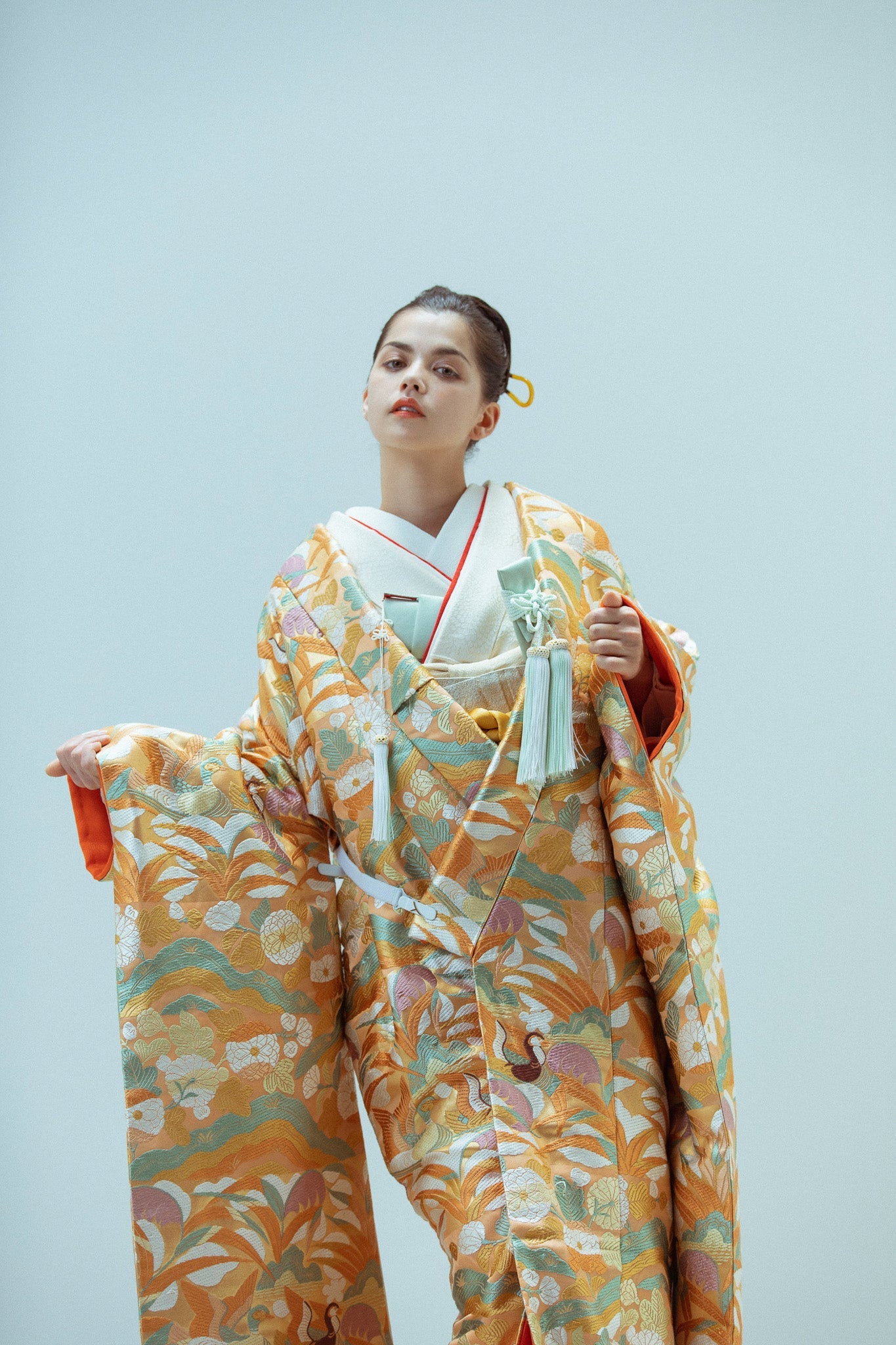花葉色菊芦水鳥紋【結婚式 和装 色打掛 レンタル】