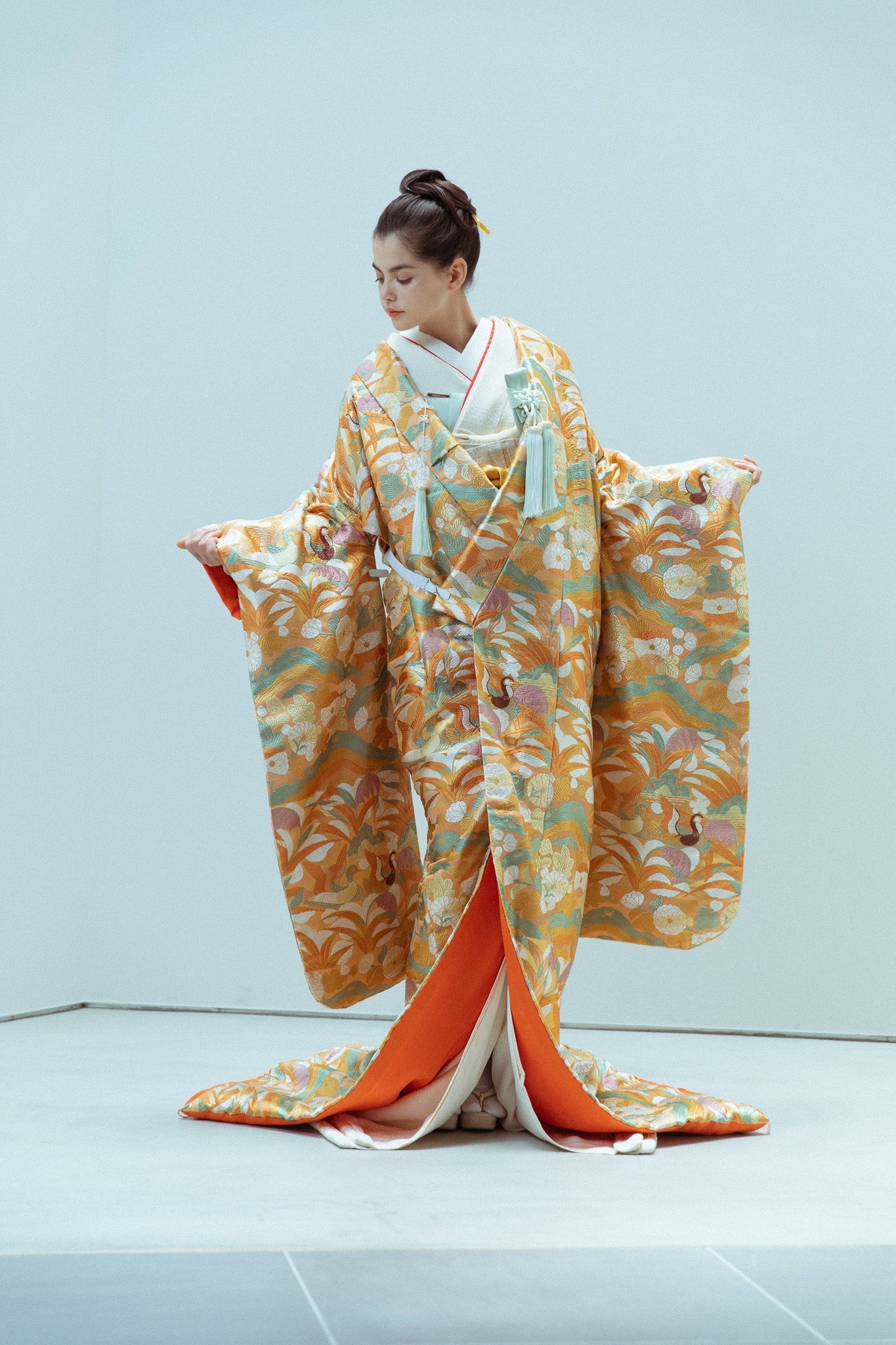 花葉色菊芦水鳥紋【結婚式 和装 色打掛 レンタル】