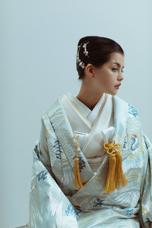 秘色鶴に流水【結婚式 和装 色打掛 レンタル】