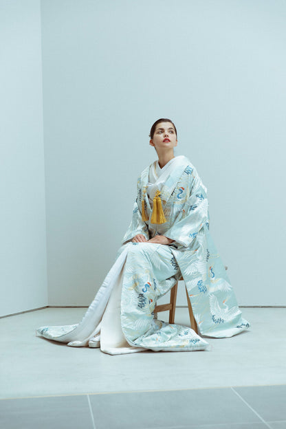 秘色鶴に流水【結婚式 和装 色打掛 レンタル】