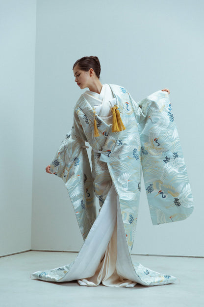 秘色鶴に流水【結婚式 和装 色打掛 レンタル】