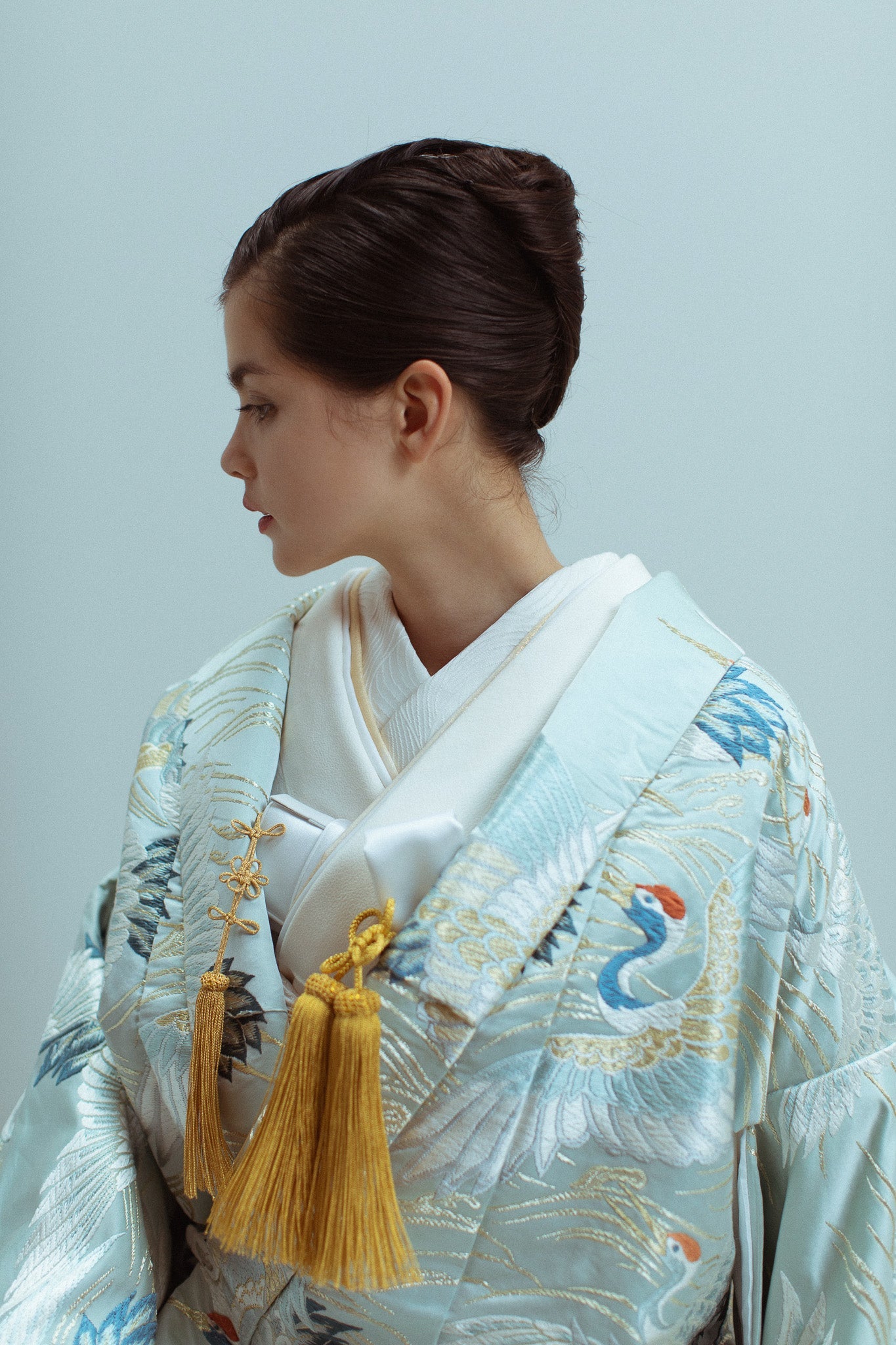 秘色鶴に流水【結婚式 和装 色打掛 レンタル】