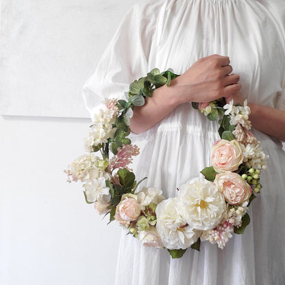 【造花】ローズガーデン風リースブーケ 【結婚式 フラワー 造花 ブーケ ブートニア】