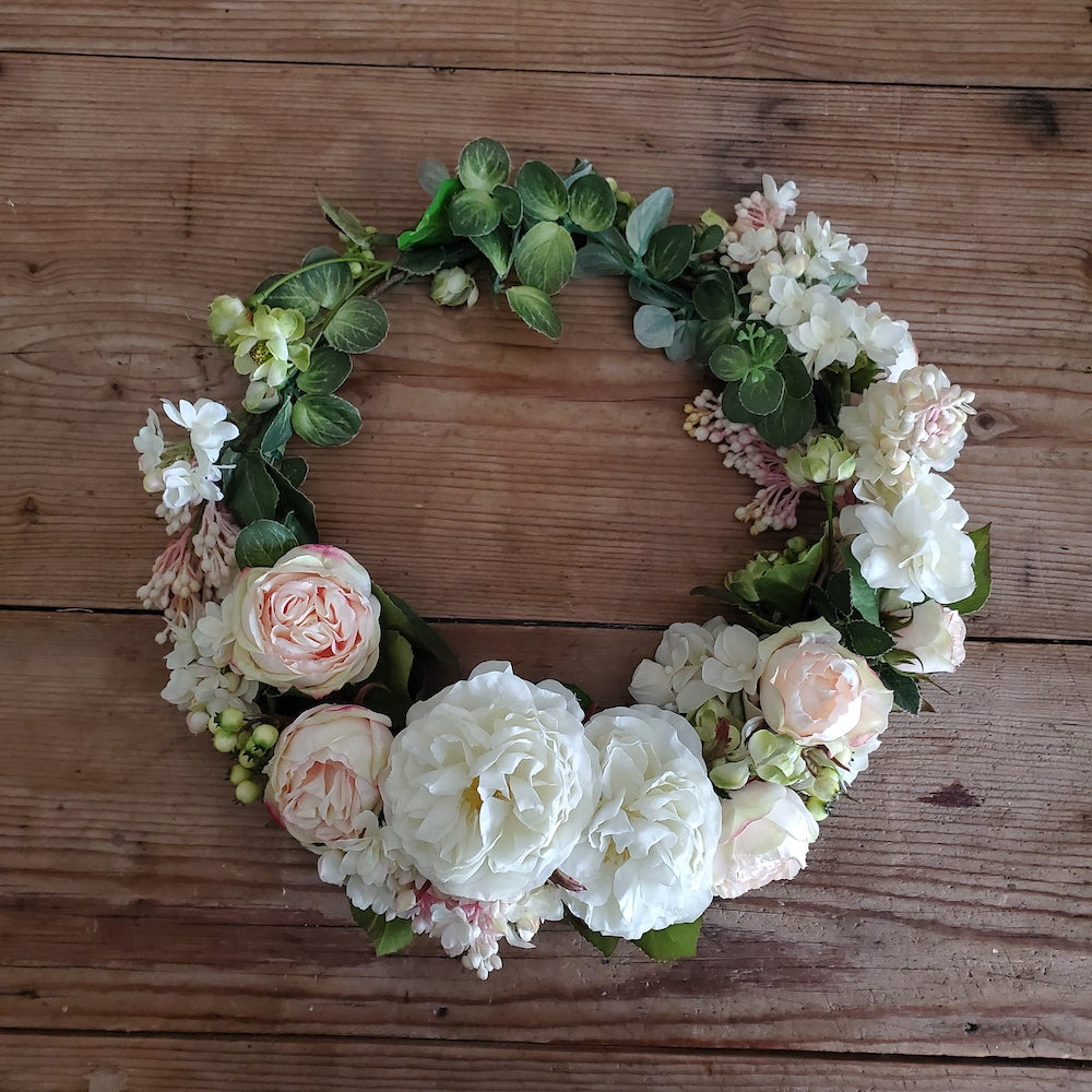 造花】ローズガーデン風リースブーケ 【結婚式 フラワー 造花 ブーケ