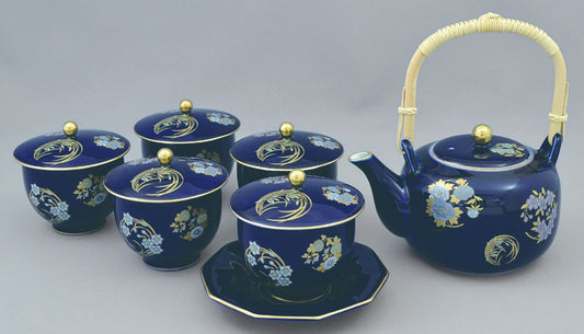 (ルリ花丸紋)高級茶器セット 【結婚式 ギフト 引き出物 食器類】