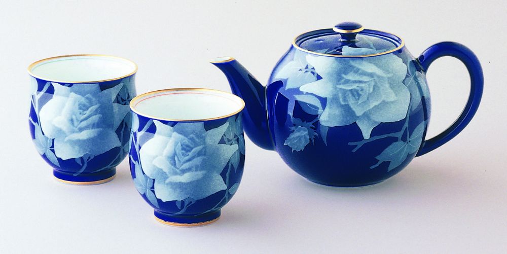 (ルリ薔薇)二人用 茶器セット 【結婚式 ギフト 引き出物 食器類】
