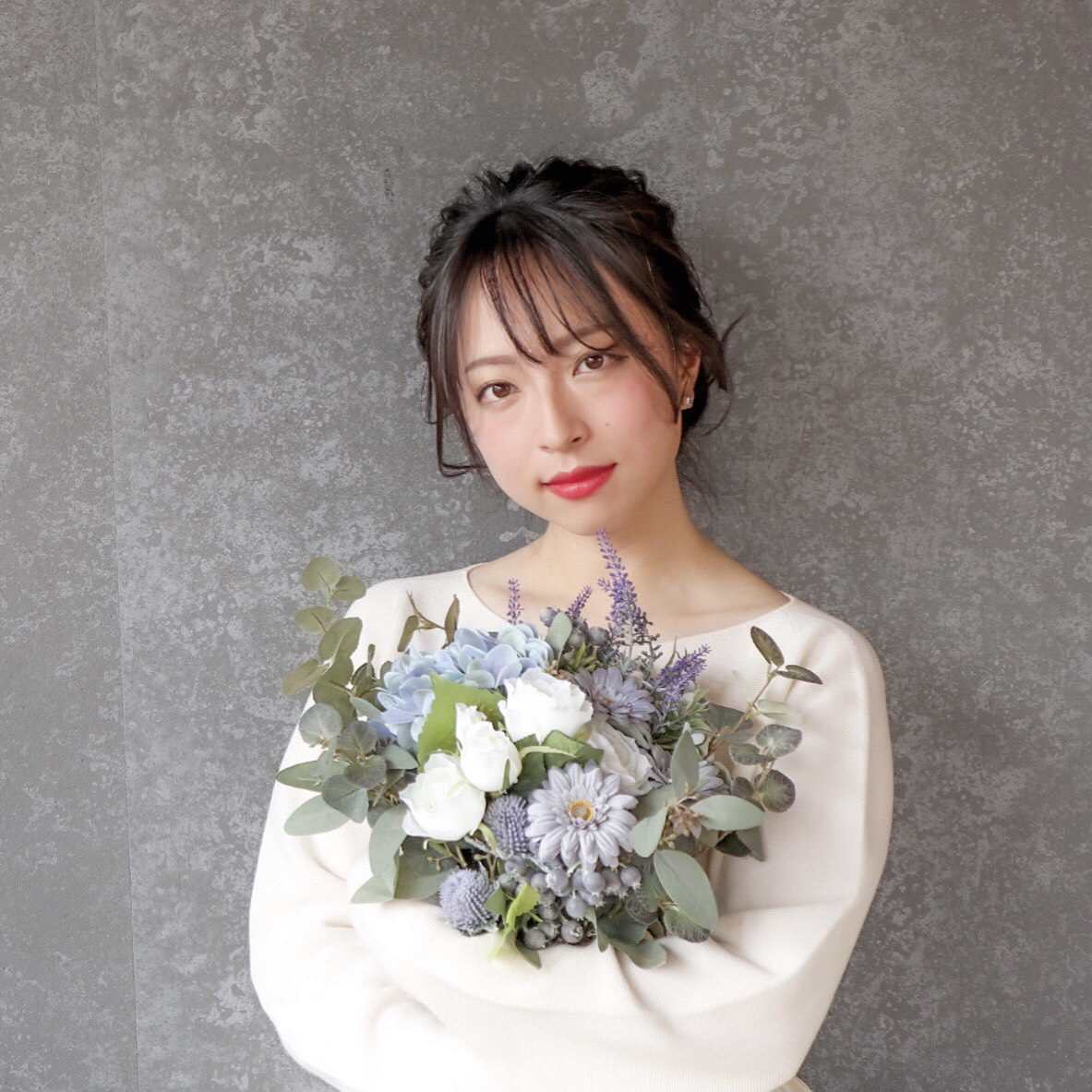 【造花】Rental Bouquet : Antique Blue　【結婚式　フラワー　造花　ブーケ　ブートニア　レンタル】