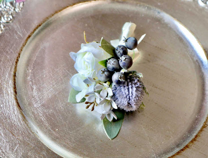 【造花】Rental Bouquet : Antique Blue 【結婚式 フラワー 造花 ブーケ ブートニア レンタル】